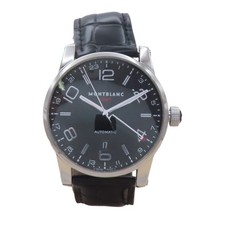 MONTBLANC TimeWalker 36065 Watch Black Dial Leather Strap Stainless Steel 36065