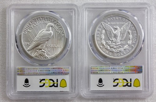 2-Coin Set 2024 Morgan & Peace Silver Dollar First Strike PCGS MS70 - Picture 2 of 2