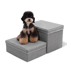 Foldable Dog Stairs/Steps 2-Tier Pet Steps Storage and Adjustable Steps for S...