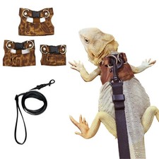 3 Pack Bearded Dragon Harness and Leash Set - Adjustable Soft Leather Lizard ...
