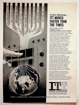 Vintage 1970s ITT Digital System Global Communications Ad Ephemera