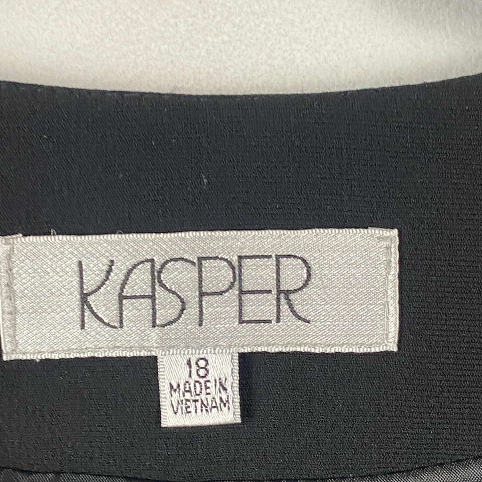 Kasper Open Front Blazer Jacket Size 18 Black Gray White - Image 4 of 4