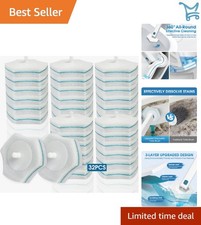 Disposable Toilet Brush Refills 32 Count Deep Cleaning Pads for Bathroom