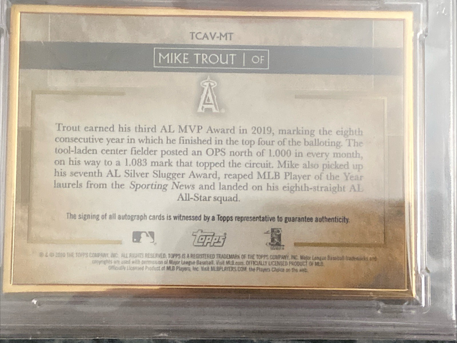 2020 Topps Transcendent Mike Trout Auto PSA 9 Framed Variation Autograph /25 view 2
