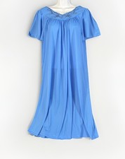 Shadowline Nightgown Sz S Small Blue Sissy Nylon USA Vintage Gown Dress NWOT