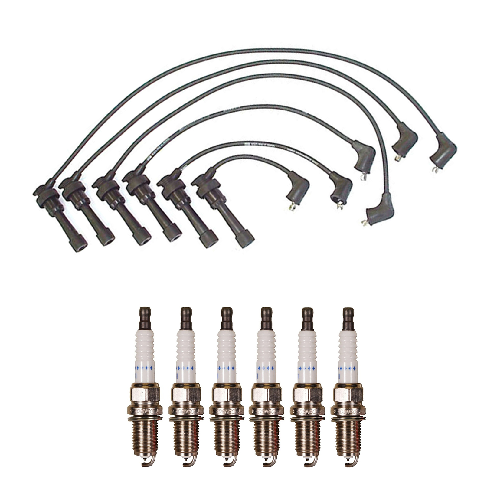 Denso Wire Set 7mm 6 Double Platinum Spark Plugs.044 Kit For Dodge Mitsubishi V6