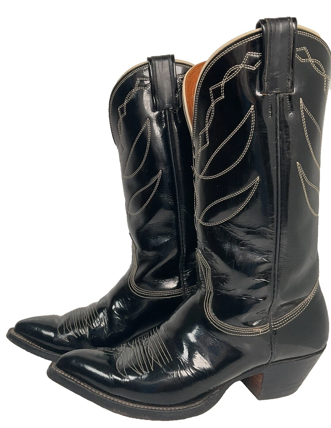 Patent Leather Black Western Boots for Men