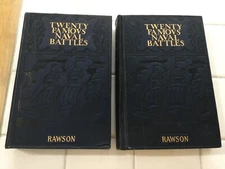 LOT OF 2 ANTIQUE TWENTY FAMOUS NAVAL BATTLES RAWSON  1899 VOLUMES I & II HC