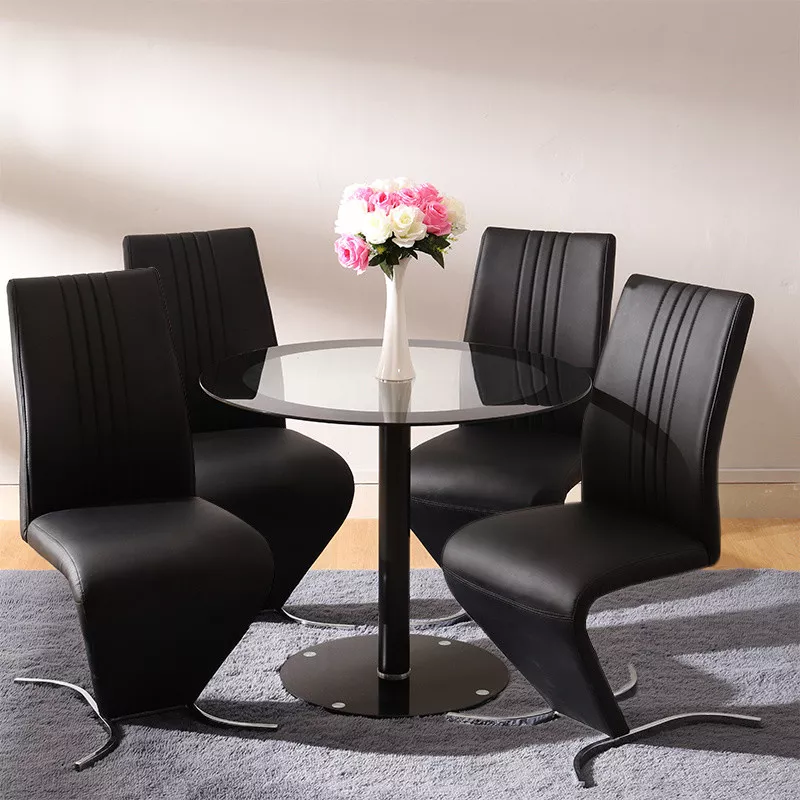 Small round glass dining cheap table and 4 chairs