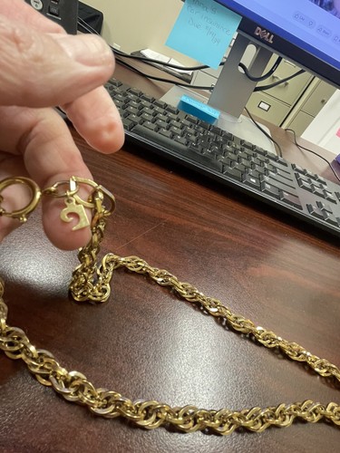 Vintage Classic Pierre Cardin 36" Gold Tone Heavy Chain Necklace w/Dangle Euc - Picture 3 of 8