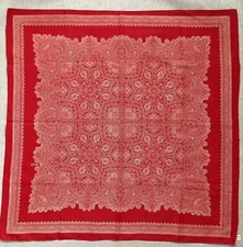 Vintage Robinson Golluber Square Scarf Bright Red Polyester Paisley 26"