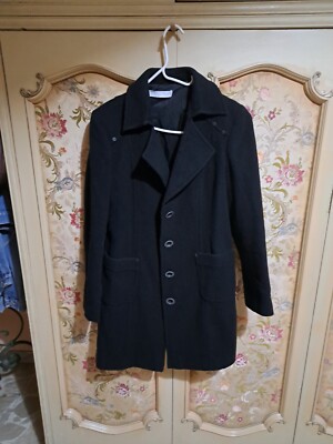 Damen Mantel Wolle Schwarz Gr. 46 Livio Füchse