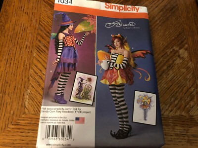 Simplicity Costume Pattern 1034 Ms Candycorn Fairy~Forest Witch ~Fantasy Cosplay