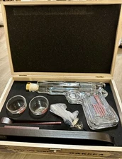 Oaksea Whiskey Decanter Set 9 Oz + Two 2 Oz Glasses, Pistol Gun & Whiskey Stones