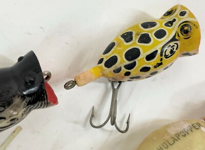 Lot De 9 Leurres De Pêche Vintage Grenouille Hula Popper Arbogast - Pour Eau Douce