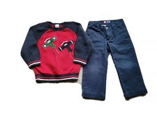 Gymboree Boys ACE PILOT Red Airplane Sweater & Navy Chaps Dresspants 2t VGUC