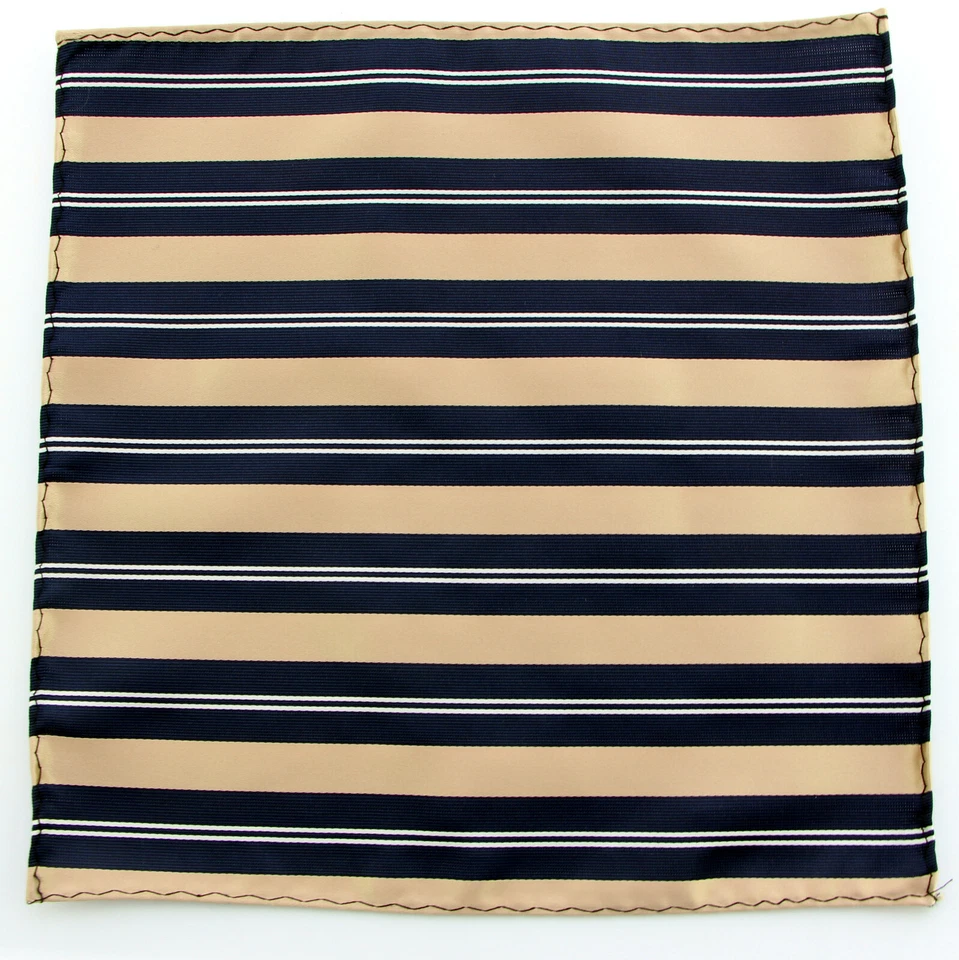 Мужская в полоску карман квадратный носовой платок свадьбы моды темно-синий и золотой носовой платок - Изображение 3 из 3