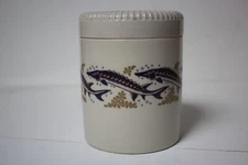 Jurgensen's 14 OZ Vintage Caviar Crock Jar w/Threaded top Sturgeon Nice
