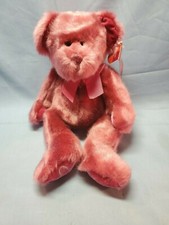 Russ CHERI Plush Teddy Bear Rose Pink With Silver Heart VALENTINES DAY