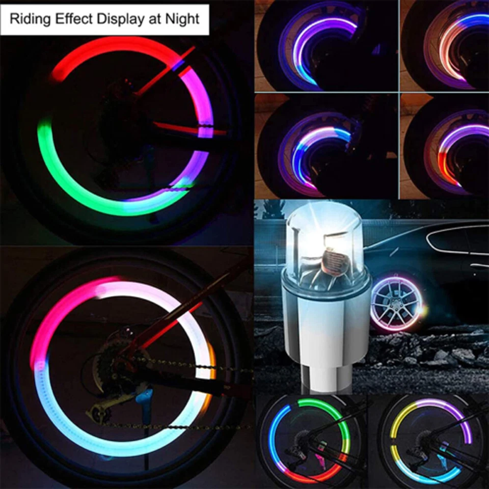4pcs Car Auto Wheel Tire Tyre Air Valve Stem LED Light Caps Cover Accessories — 第 3/4 张图片