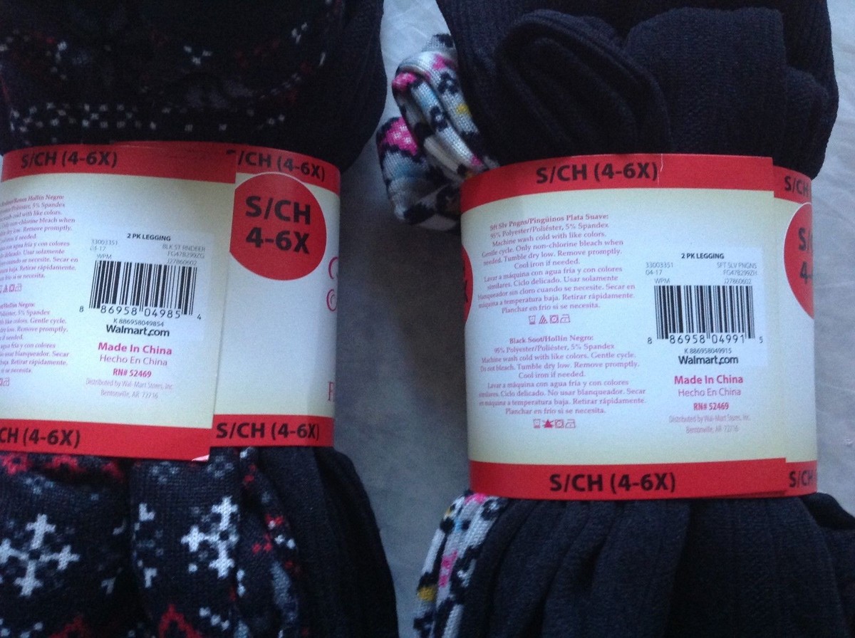 Faded Glory Girls 2-pk. Fleece-Lined Leggings; 1 Printed 1 Black