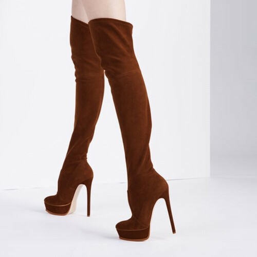 Knee Boots Stiletto Super High Heels 