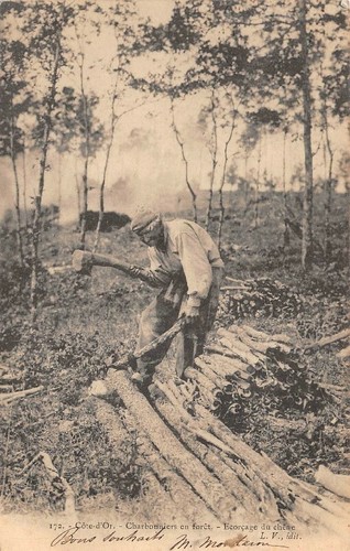 CPA 21 COTE D'OR / CHARBONNIERS EN FORET / MISE EN FEU D'UN