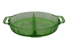 Vtg Jeanette Green Etched Vaseline Depression Glass Divided Relish Serving Dish