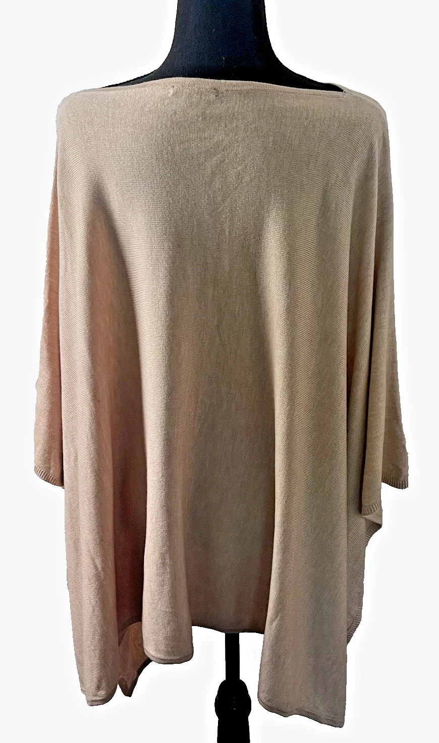 Ann Taylor Tan Knit Poncho Sweater | One Size Lightweight Kimono Sleeve