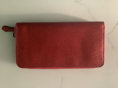 アン NWT Coach ACCORDION ZIP WALLET CROSSGRAIN LEATHER F21068 Pink | eBay