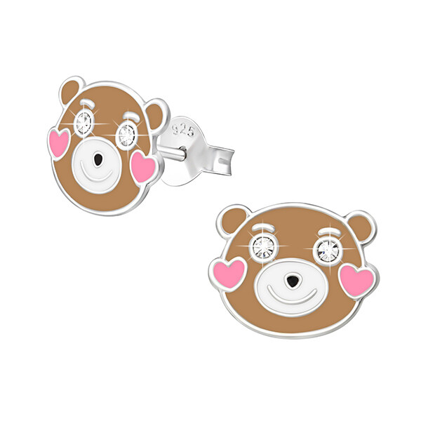 Laimons Mädchen-Ohrstecker – Krone Mit Glitzer, Pink, Sterling Silber 925 – Für Kinder, Mit Silikonverschluss