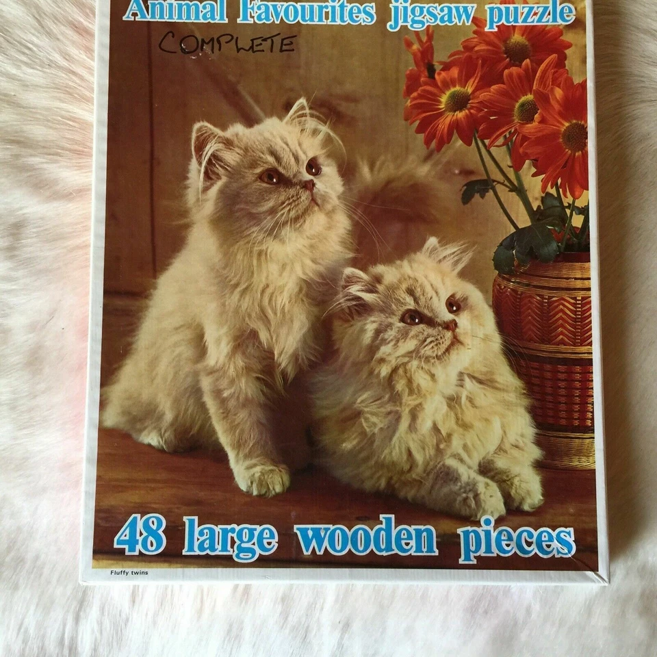 Vtg CAT PUZZLE Vtg Wooden Puzzle Vtg British Semi Longhair CAT Puzzle FLUFFY CAT - image 4 of 4