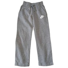Nike Youth Embroidered Gray White Cotton Blend SweatPants Loungewear Medium