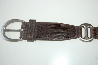 VINTAGE MCM DARK BROWN LEATHER BELT SOLID BRASS BUCKLE WOMEN'S 27-30 M  ITALY - Main Image