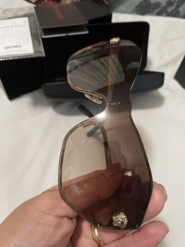 Rare Vintage VERSACE Sunglasses Brown With Case