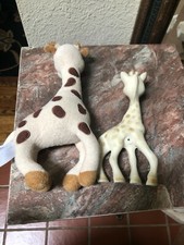 Vulli Sophie th Giraffe Plush Stuffed Rattle 10" vtg rubber matching squeaker