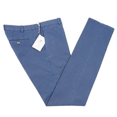 Luigi Borrelli Slim-Fit Medium Blue Heavier Twill Cotton Pants Chinos 32 NWT