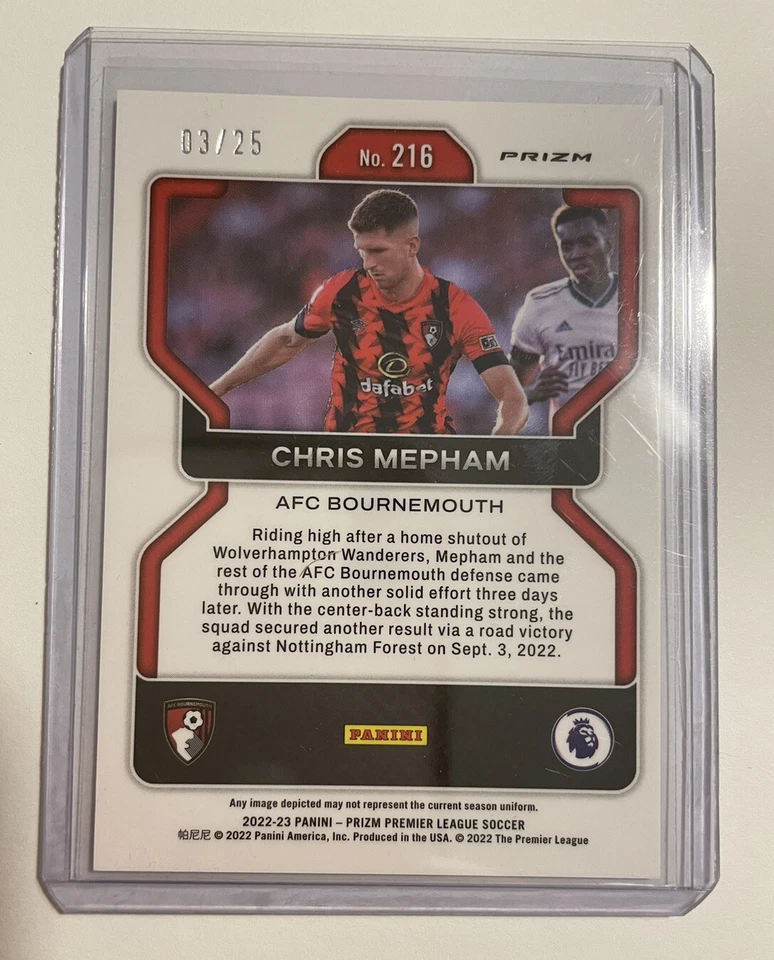 2022-23 Panini Prizm EPL CHRIS MEPHAM Purple Disco /25 AFC Bournemouth - Image 3 of 4