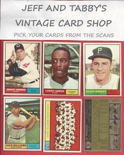 1961 TOPPS BASEBALL 159 TO 584 / SEE DROP DOWN MENU FOR CARD YOU  WILL RECEIVE