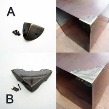 12X Decorative Antique brass Jewelry Wine Gift Box Wooden Corner Protector Guard