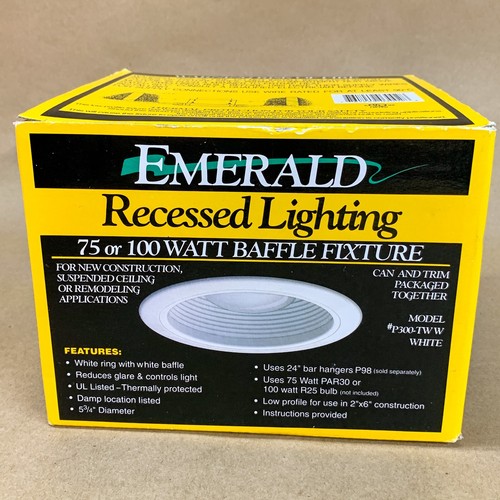 Emerald P300-TW-W Recessed Lighting 75-100 Watt Baffle Fixture (White) - Picture 10 of 15