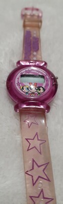 RARE Vintage 2001 The Power Puff Girls PINK Acrylic Watch TM Cartoon Network 