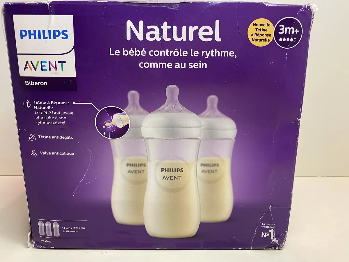 Biberon Philips Avent - Natural Response 3.0, cu tetină 3m+, 330 ml