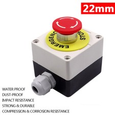 22mm Mushroom Head E-STOP Switch Latching Emergency Stop Push Button Control Box