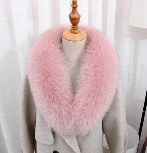 Winter Real Fur Collar Natural Pink Scarf Women Wraps Neck Luxury Scarves Shawl - Picture 16 of 47