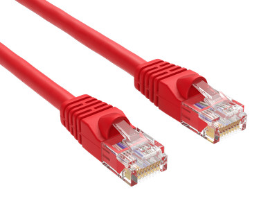 2ft Cat5e UTP Ethernet Network Patch Cable Snagless 24AWG Bare Copper, Red