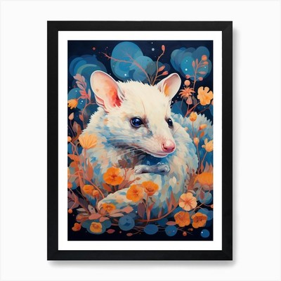 A Sleeping Possum Vibrant Paint Sp gerahmtes Wandbild Poster Leinwanddruck Bild