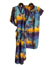 Vintage Tropical Hawaii Sunset Muu Muu & Dress Set 2 Kimono Tie