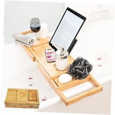 Foldable Bamboo Bathtub Tray Caddy - Expandable Bath Tray Foldable Bath Tray