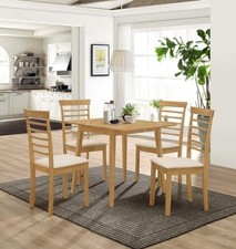 Drop Leaf Dining Table Set with 4 Chairs Light Oak Ladder Back Space Saver